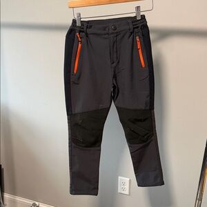 Gray and Black Pants with Orange Accents